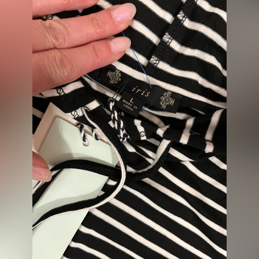 🆕 Iris Los Angeles hoodie dress long-sleeved bodycon midi drawstring neckline L - Picture 4 of 10